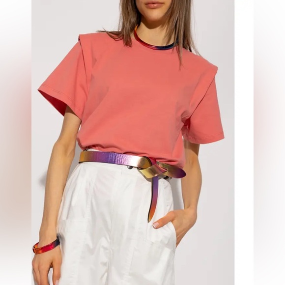 Isabel Marant Iridescent Metallic Leather Wrap Lecce Belt made In France S - Picture 1 of 11